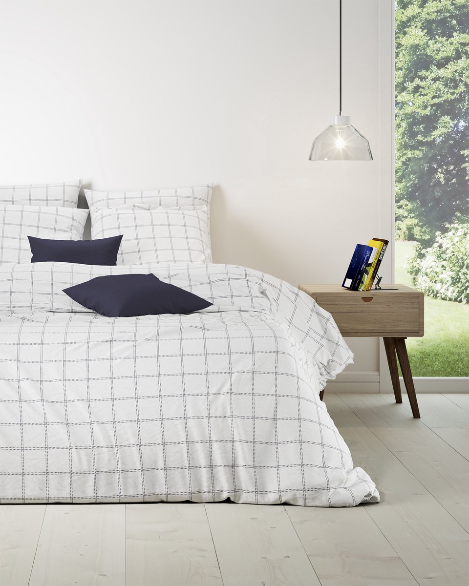 Mistral Home - DEKBEDOVERTREK - katoen renforcé - 260 x 240 cm + 2x 65 x 65 cm - extra breed - strepen - wit