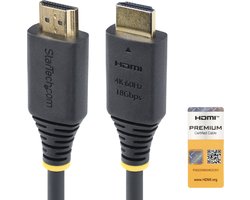 StarTech.com 1m Premium Gecertificeerde High Speed HDMI Kabel, 4K 60Hz/1440p 144Hz, HDR10/HDCP 2.2/ARC, 18Gbps, UHD HDMI 2.0 Kabel voor TV/Monitor/Display, TPE Mantel