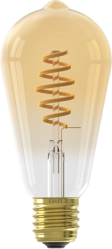 Gouden Edison-lamp met spiraalvormige gloeidraad.