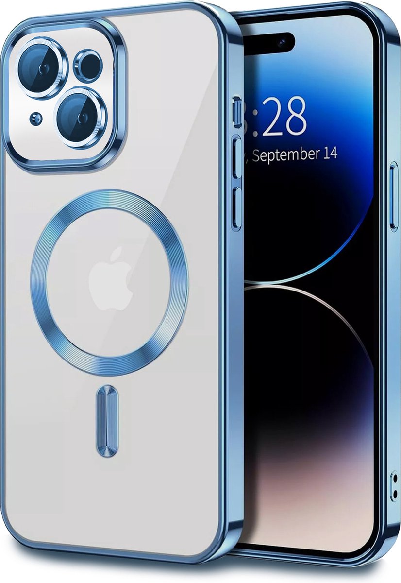 TG Techgrip - Hoesje Geschikt voor iPhone 15 Plus Magsafe Compatible Blauw - Back Cover Hoesje met ingebouwde 9H HD camera glas bescherming - Blauw Hoes Geschikt voor iPhone 15Plus