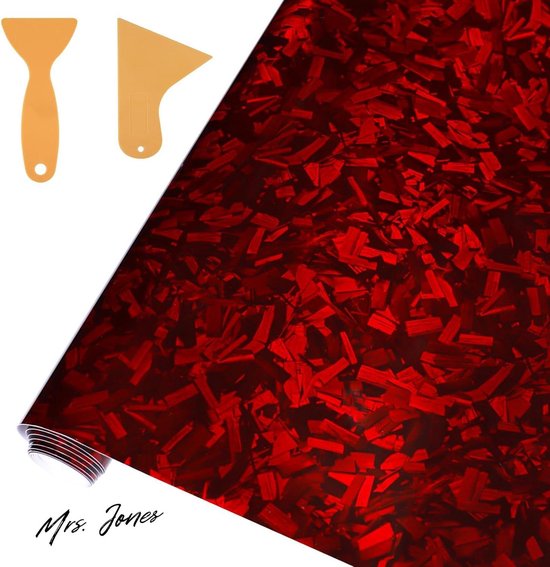 Foto: Mrs jones carbon folie voor auto s 152 x 30 cm gesmede autofolie zelfklevende wrapping autobeschermfolie rood 