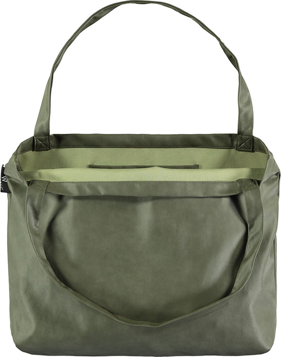 Wallabag - Tote Bag - Luiertas - Shopper - Mom Bag Vintage Leather Green