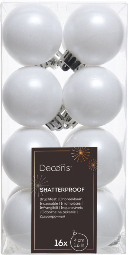 32x pcs boules de Noël en plastique mélange de rouge, blanc et bleu 4 cm - Décorations de Noël