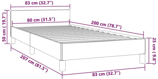 Cadre de lit vidaXL avec tête de lit - Encadrements de lit avec tête de lit - Lit - Meubles de couchage - Cadre de lit avec tête de lit sans matelas 80 x 200 cm Velours Noir