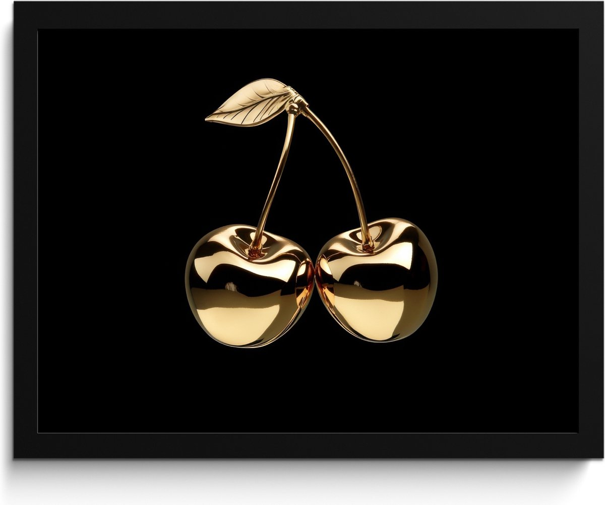 FrameYourWall Fotolijst inclusief poster - Posterlijst 40x30 cm - Posters - Kersen - Zwart - Goud - Chrome - Foto in lijst - Keuken decoratie muur - Wanddecoratie accessoires - Muurdecoratie - Schilderijen