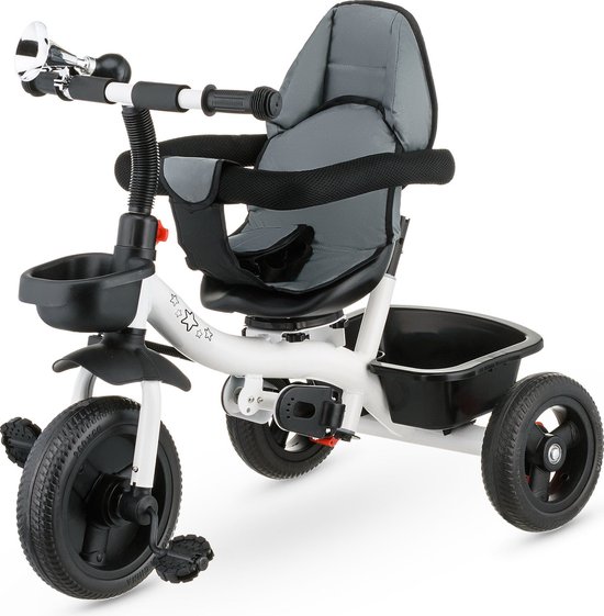 AIYAPLAY driewieler, kinderfiets met verstelbare zitting, loopfiets met fietsmand, bel, kinderfiets met pedalen, loopfiets voor kinderen van 2-5 jaar, metaal, blauw