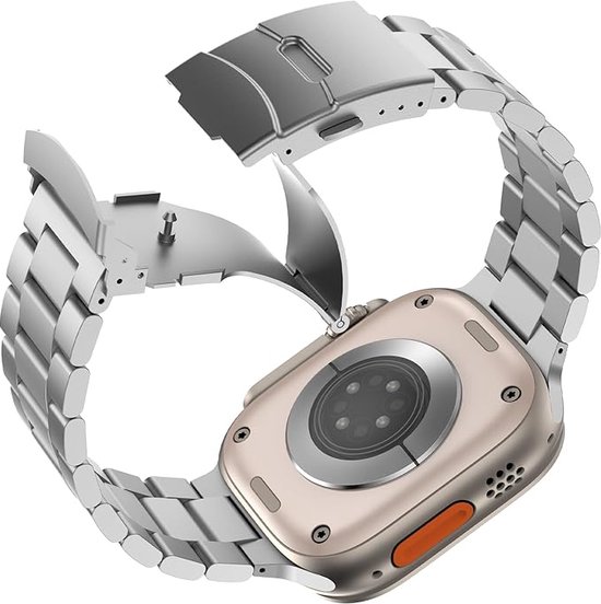 Bracelet réglable en métal titane FFO2World – Argent – ​​Design Classique , ultraléger et hypoallergénique, avec fermoir de sécurité. Compatible avec Apple Watch 49 mm, 46 mm, 45 mm, 44 mm, 42 mm (série 1/2/3), iWatch SE, série 10-1, Ultra 1/2