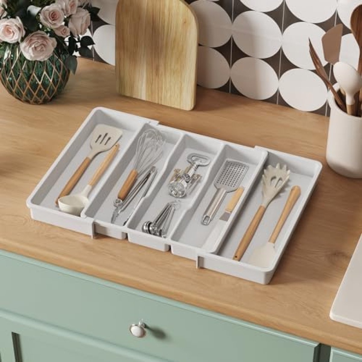 Orden Je Keukenlade: De Zwarte Grootformaat Bestekbak Zilverwerk Organizer Bestek Lade Voor Perfecte Opbergruimte En Elegante Presentatie