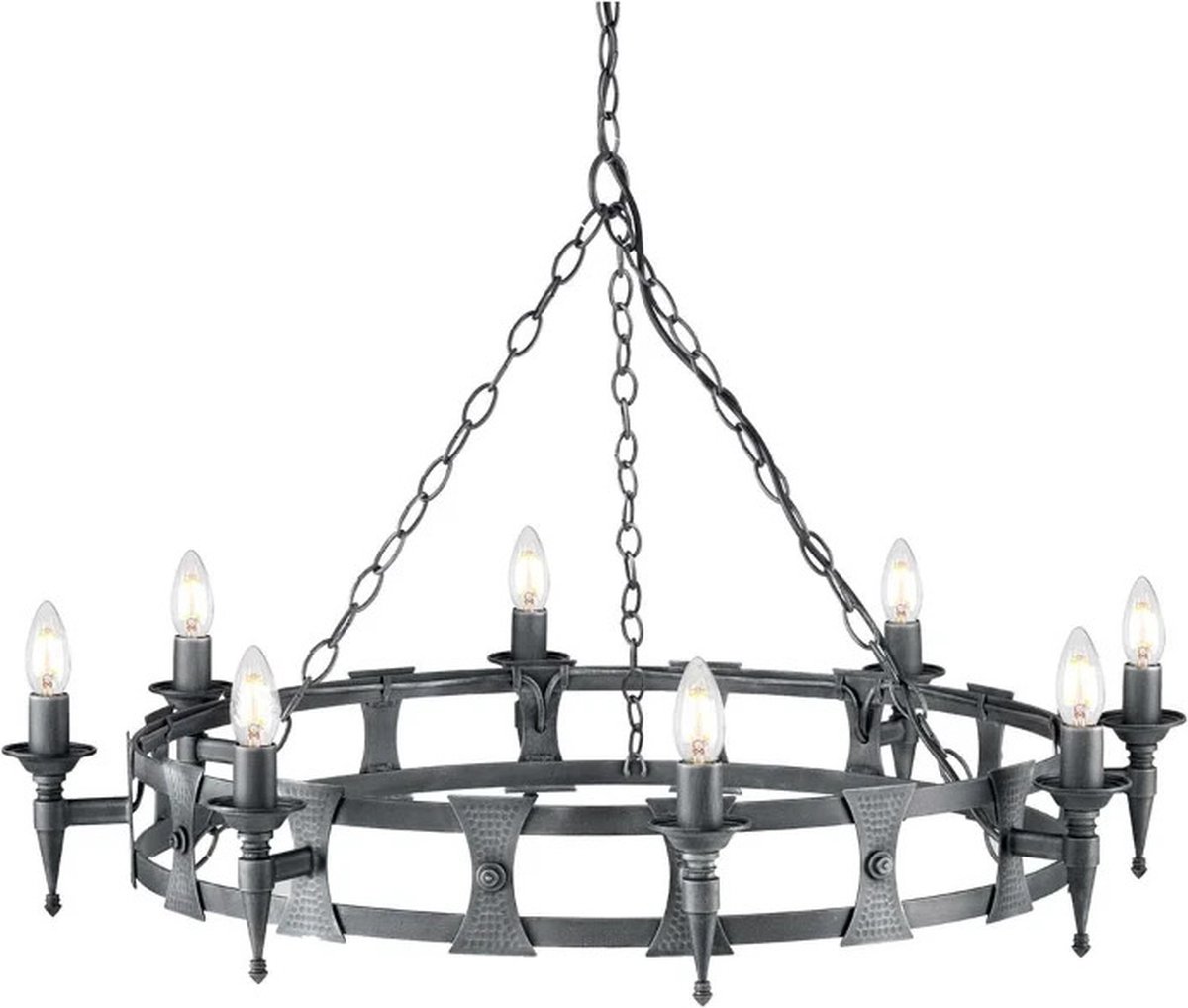 Elstead Lighting LED Kroonluchter | 8X E14 Max 60W | Dimbaar | Black/Silver Patina