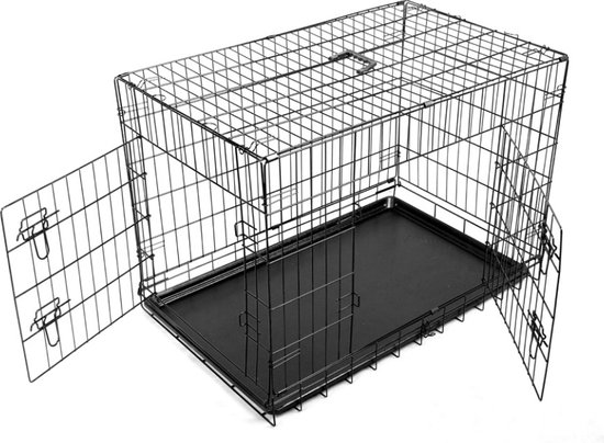 Livista® - Chenil - Avec bac en PVC - Avec poignées - 2 Portes - Durable et pratique - 107 x 76 x 68 cm