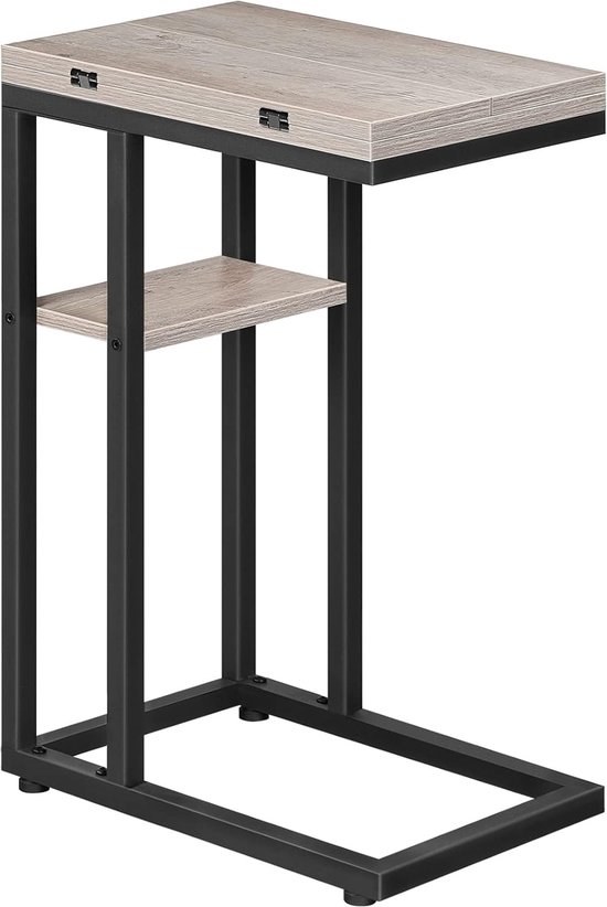 MILUKA Zwarte Bijzettafel Woonkamer | C Tafel als Kleine Koffietafel voor Bank, Slank Nachtkastje of Onderbanktafel | Smal Bijzettafeltje, Voor Eten, Lezen of Werken met de PC (Zwart