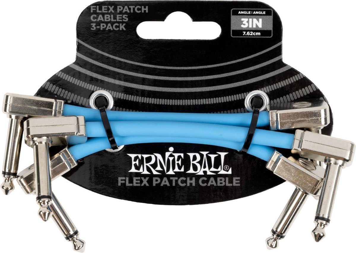 Ernie Ball 6459 Flex Patch Cables Patchkabel Blauw 7.5cm 3-Pack