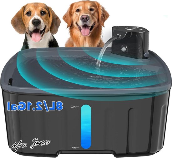 Kittyspout Drinkfontein Voor Honden Draadloos, 8L Grote Hondenfontein Met Bewegingsdetector Draadloos Oplaadbare Batterij 5000mah Stille Pomp En Actieve Koolstoffilter 652223425