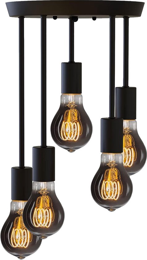 Plafondlamp - 6 lichts - zwarte stangen smoke bollen | 61029