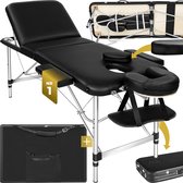 tectake® Mobiele aluminium massagetafel 3 zones - In hoogte verstelbare behandeltafel - Tatoeagetafel - Incl. opbergtas - Opvouwbaar - Zwart
