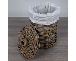 Migo Styling - Kleine wasmand - Rond - Badkamer - Toilet - Riet - Rotan - Dia 28xH40