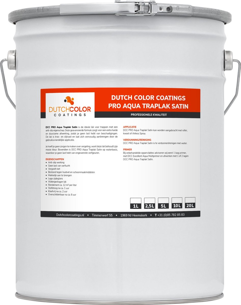DCC PRO Aqua Traplak Satin - 5L - RAL 9016 | Verkeerswit