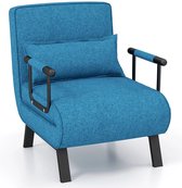 Trendmix 4-in-1 Uitklapbare Slaapstoel Belastbaar Tot 150 kg Blauw - Inklapbare Slaapbank Met 6 Standen Verstelbare Rugleuning - Modern Design Logeerbed - Slaapfauteuil