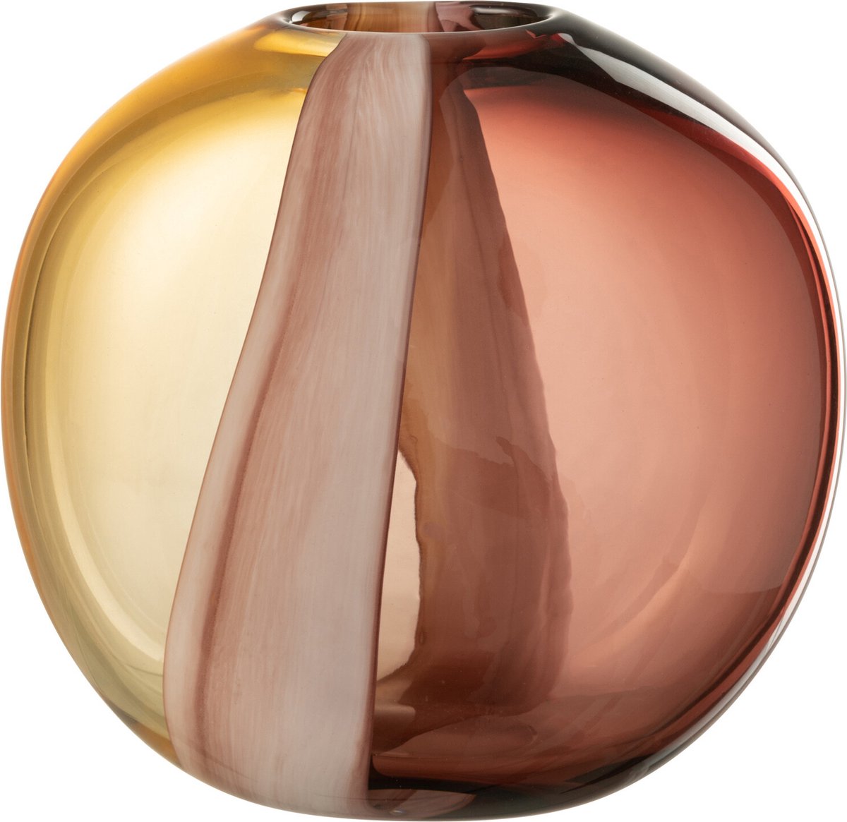 J-Line vaas Arun - glas - bruin/geel - small - Ø 11.5 cm Multi