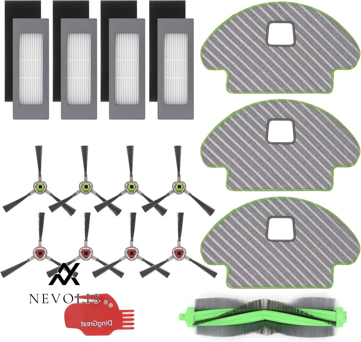 Nevolis Great Accessories for iRobot Roomba Combo113 R113840 Robot Vacuum Cleaner - Main Brush Side Brushes Filters Mop Cloths Cleaning Brush . Divers