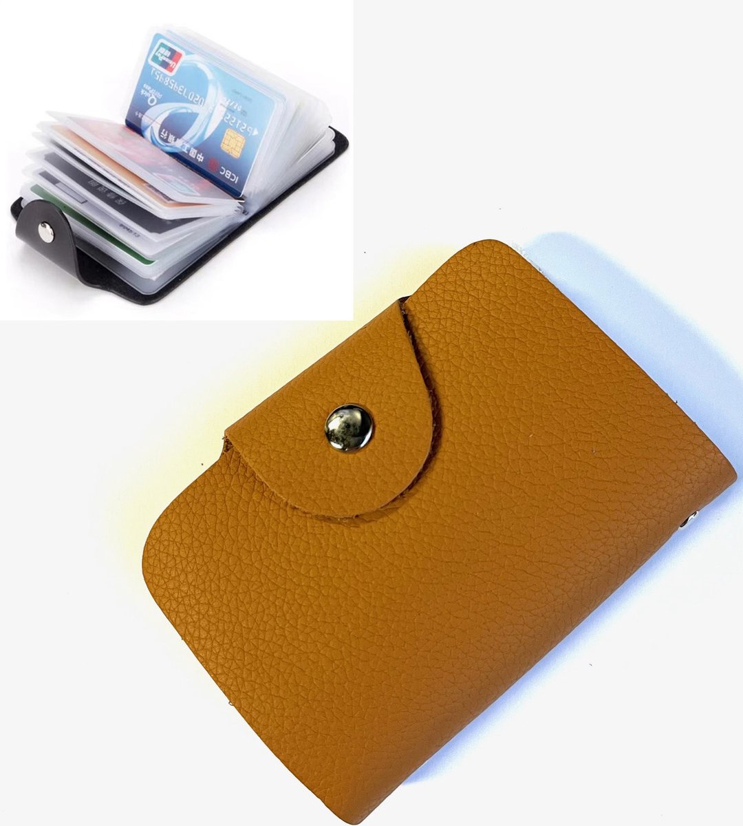 Actie4you® - Pasjeshouder Voor 24 Pasjes - Creditcardhouder - Pasjes Houder – Koeien Leer – Unisex - Compact en Duurzaam - Licht Bruin