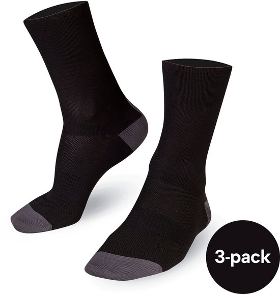 BIORACER - Fietssokken Zomer - Unisex - Zwart - Ademend & Licht - Maat 36-38 - 3-Pack