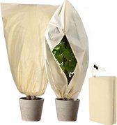 Tissu non tissé antigel - 2 pièces - Housse végétale antigel - Housse de protection hiver arbre/ plant - Beige - Résistant - Fermeture éclair - Perméable aux UV - 180 x 120 cm - Toile de jardin antigel