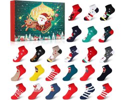 foto van Kerst Advent Kalender, Multicolor Kerst Sokken Decoratie Kerst Countdown 24 Dagen Kerst Kalender 24 Dagen van Kerst Verrassingen Kerstcadeaus Kerstversiering