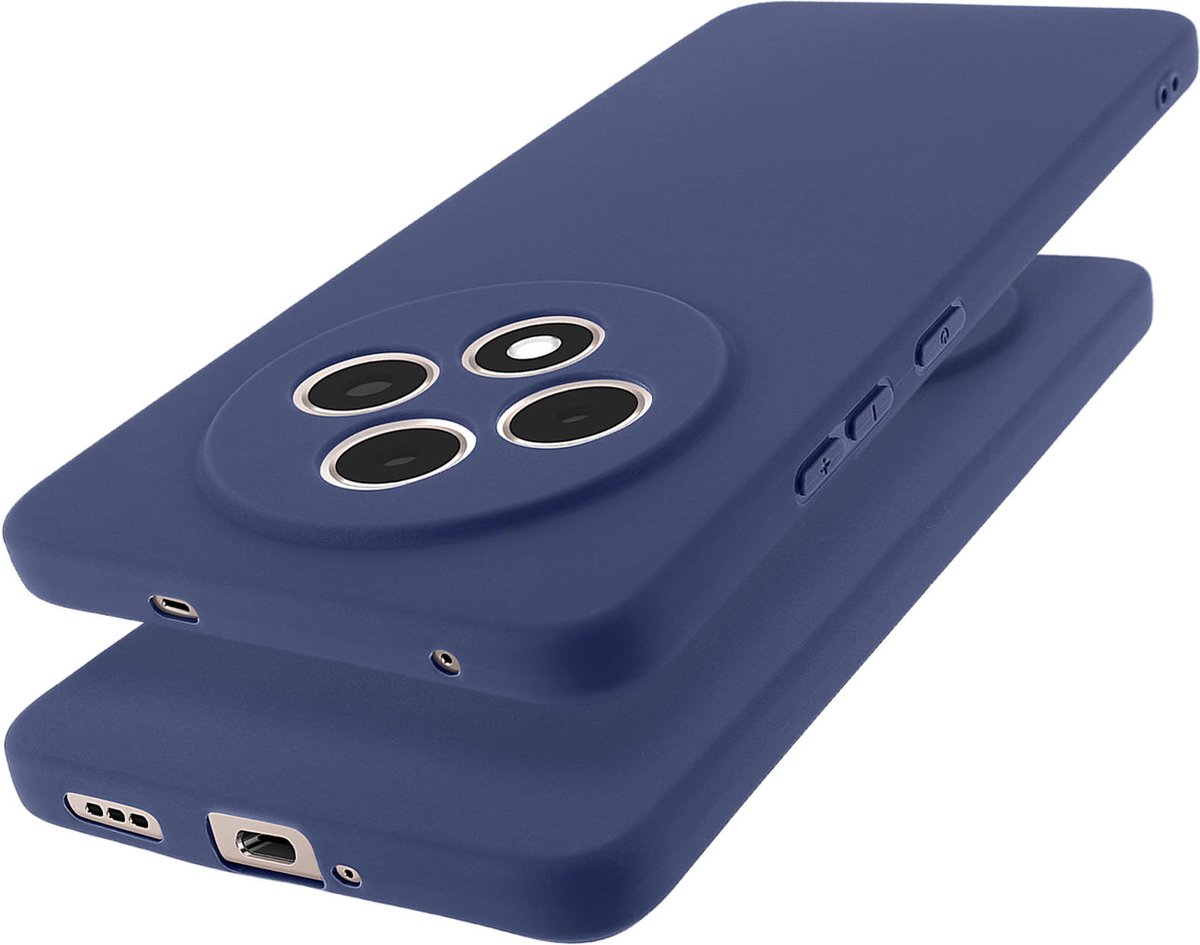 Avizar Hoesje Geschikt voor Oppo Reno 12F Silicone Soft Mate, Nachtblauw
