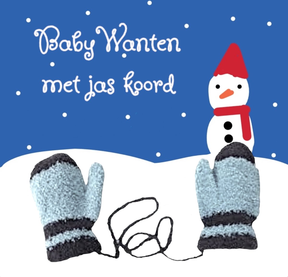Huiscollectie - Little Boss - Gebreide herfst / winter wanten / handschoenen met jas-koord - baby / peuter 1-3 yrs - cat.1-2 - donker blauw / Licht blauw - kleine kinderen - unisex - casual