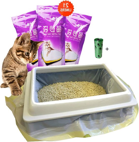 Kattenbak vuilniszak met trekkoord - 108 stuks - 50x45 cm - Geen lekkage