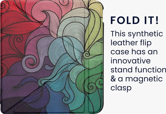 kwmobile e-reader hoesje geschikt voor Kobo Libra Colour hoes - Ereader flip case met standaard - E reader cover van kunstleer - In roze / blauw / groen van Merkloos — afbeelding 5