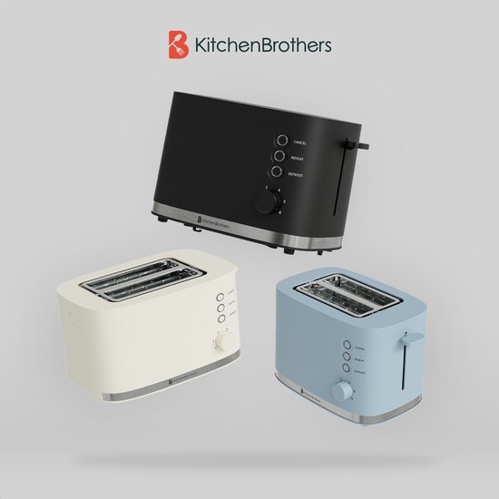 Grille-pain KitchenBrothers - Grille-pain - 6 niveaux de chaleur - Fentes Extra larges - 870 W - Zwart
