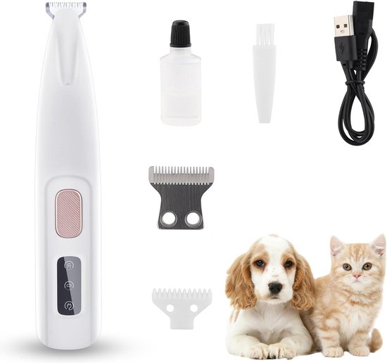 Tondeuse voor honden en katten met ledlicht IPX5 waterdicht draadloos poten ogen... bol