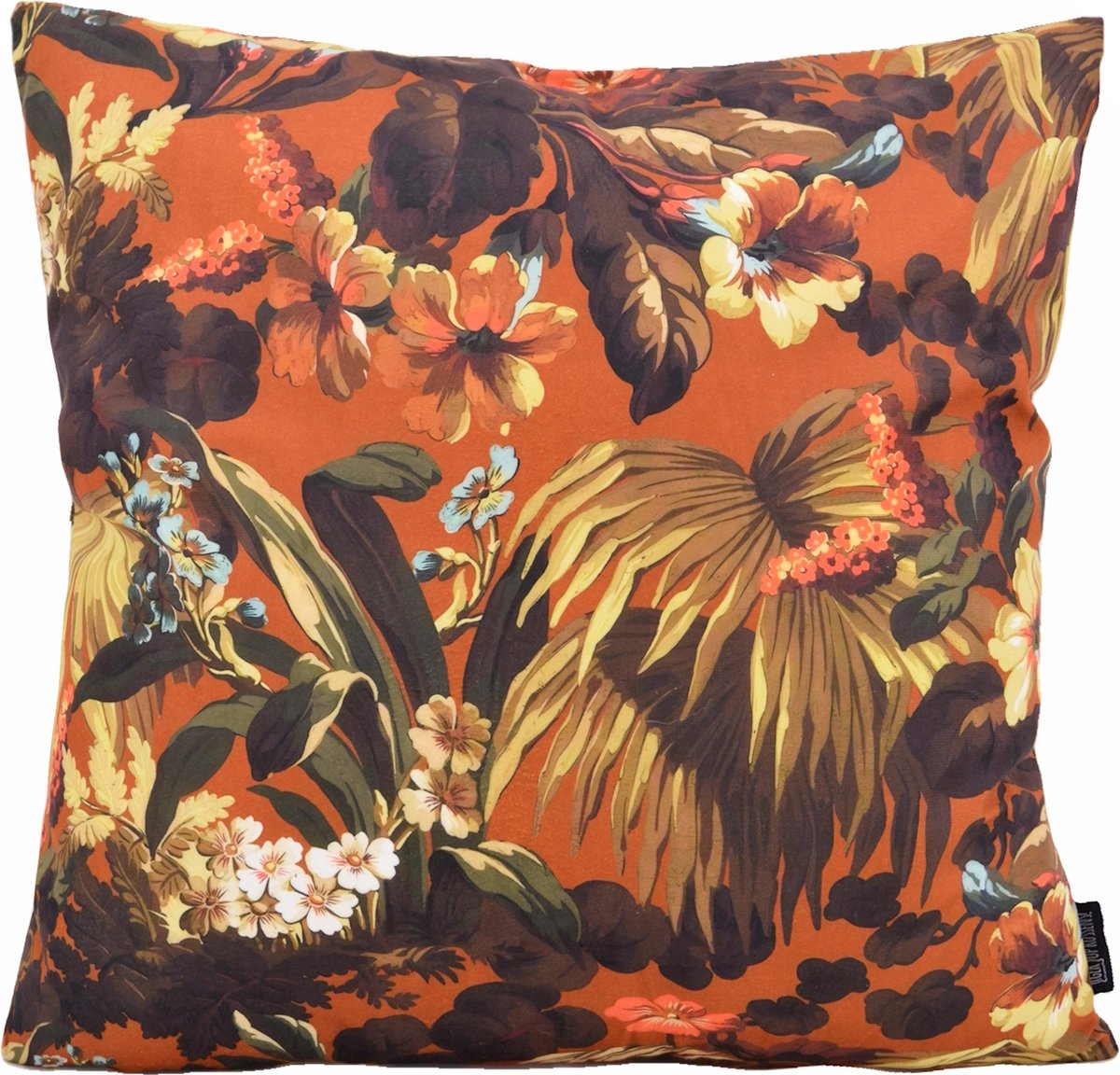 Gek op Kussens! Floral Leafs Kussenhoes | 45 x 45 cm | Katoen/Polyester bruin-groen