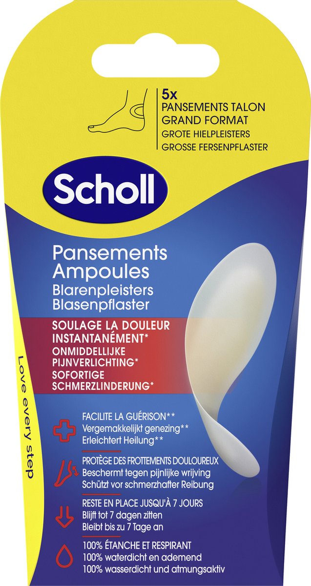 Goedkoopste Scholl Blarenpleisters Hiel - 5 Blaarpleisters Groot - Waterdichte Pleisters - Ademend - Tegen Wrijving