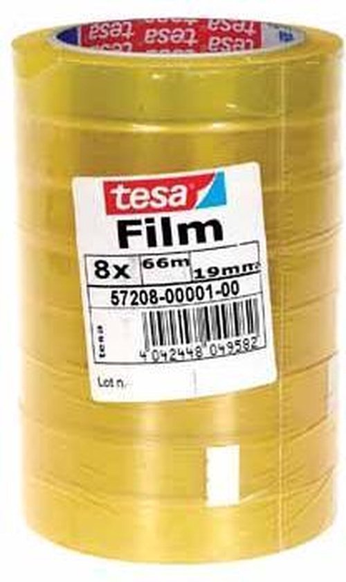 Nastro Adesivo Trasparente Tesafilm - 8 Rotoli Da 33m X 19mm Per Casa, Ufficio E Scuola