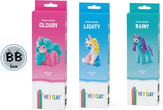 Foto: Hey clay set van 3 rainbow unicorns 3 cans
