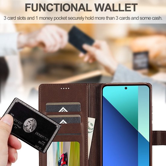 LC.IMEEKE Étui de Luxe pour Xiaomi Redmi Note 13 Pro 4G / Poco M6 Pro 4G - Marron foncé