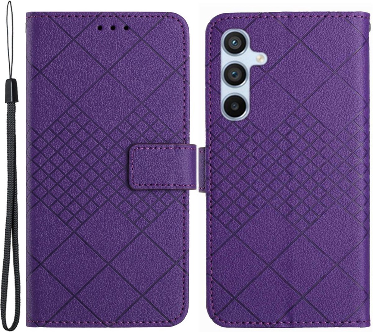 Coverup Hoesje - Geschikt voor Samsung Galaxy S24 Hoesje - Coverup Rhombus Book Case - Paars
