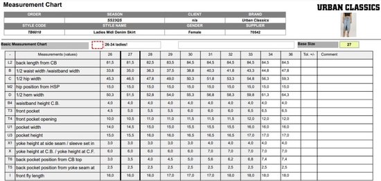 Rok Urban Classics -Taille, 29 pouces- Midi Denim Zwart