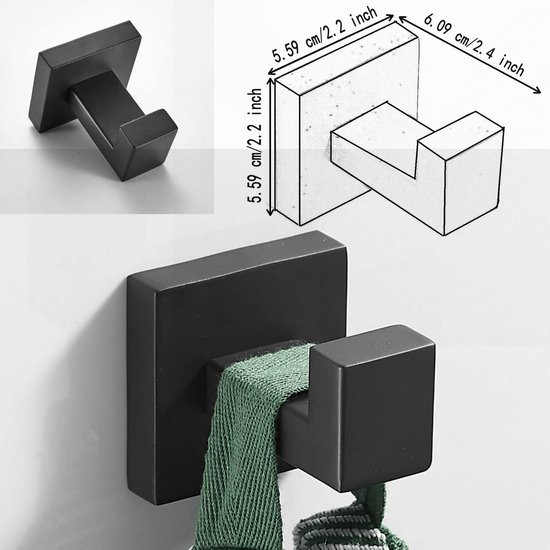 Handdoekring, badkamer hardware accessoires, wandgemonteerde handdoekring, eenvoudig rond roestvrijstalen handdoekrek, voor badkamer en keuken (zwart
