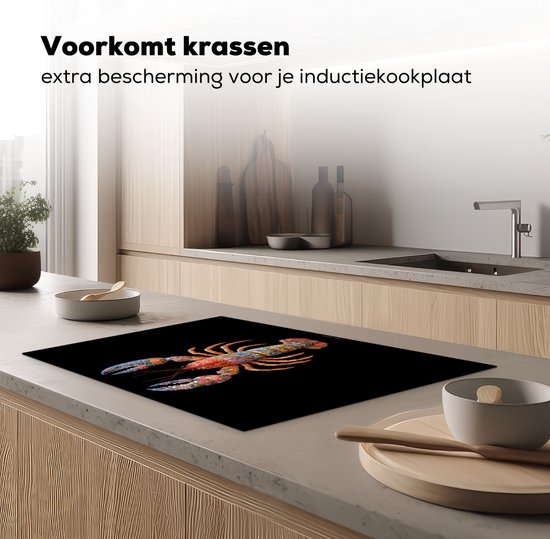 KitchenYeah® Protection plaque induction 74x48 cm - Kreeft - Kleurrijk - Abstract - Protege plaque de cuisson - Couvre plaque induction - Protecteur d'induction - Cuisine