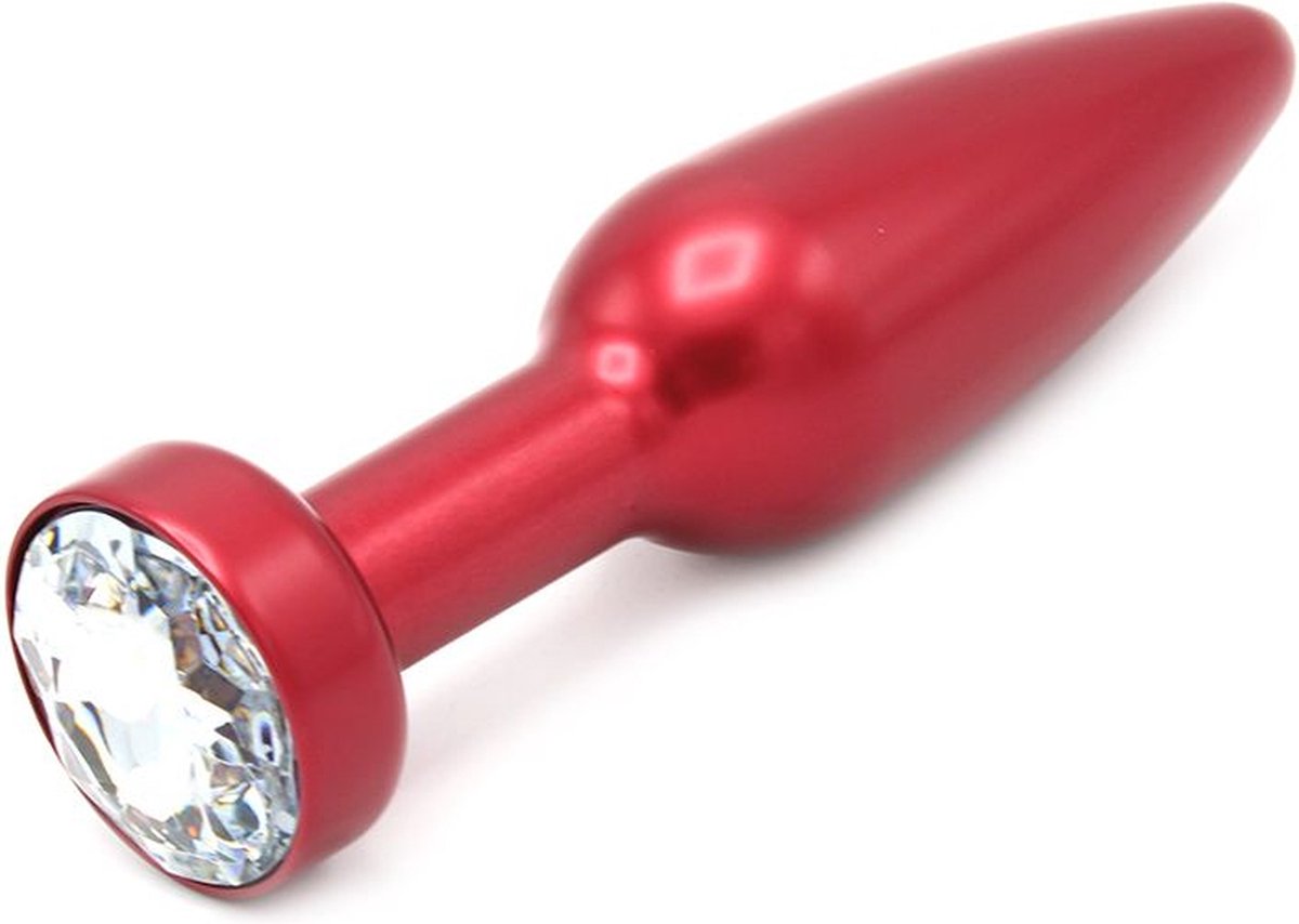 Goedkoopste Aluminum Buttplug met kristal - rood