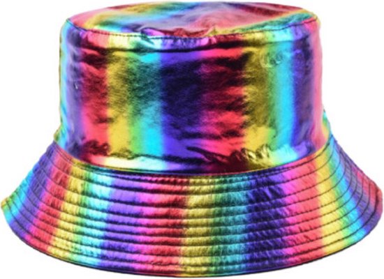 Regenboog bucket hat - Vissershoedje voor op een festival