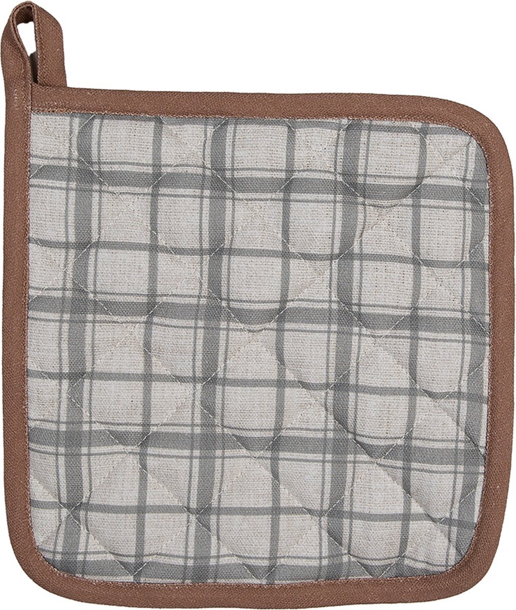 Clayre & Eef Pannenlap 20x20 cm Grijs Katoen Pompoen