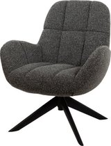 Fauteuil Elvis Draaibaar Monet Antraciet 73x75x88 cm Luxe Relaxstoel - Moderne Stof - Draaifauteuil - 360° Draaibare Comfort Chair - Design Fauteuil met Metalen Onderstel