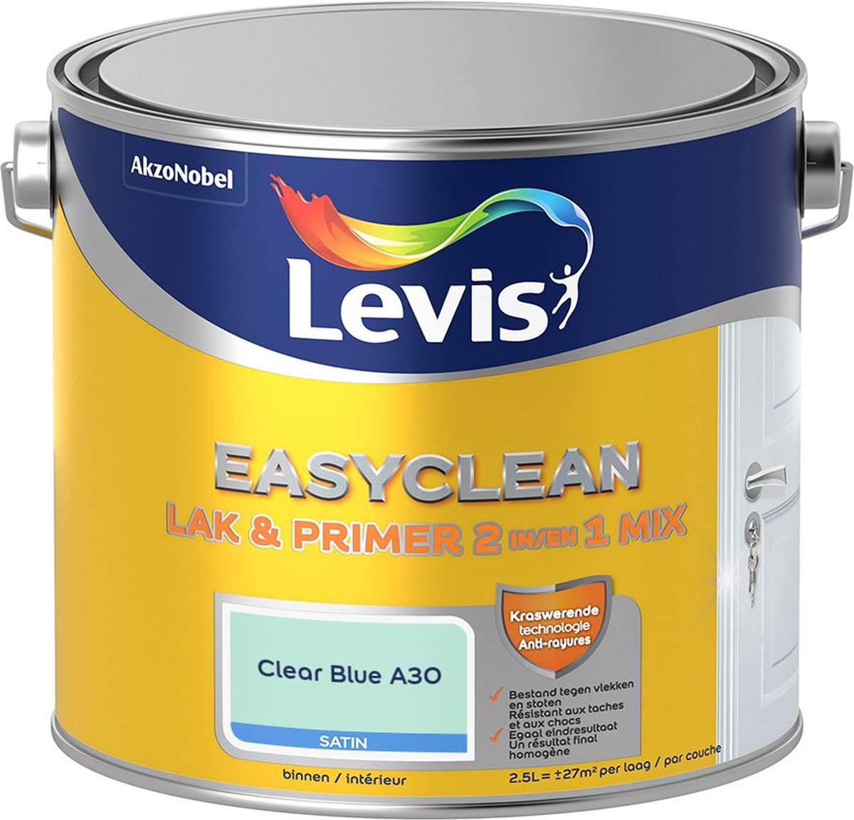 Levis - Easyclean Lak & Primer 2-In-1 Mix - Clear Blue A30 - Mengverf - 2,5 L