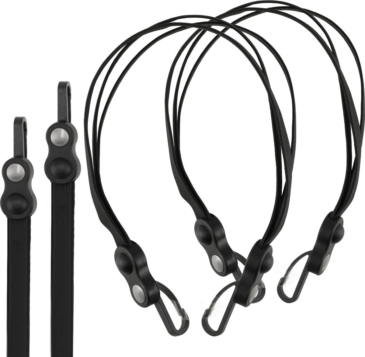 Snelbinder 2 stuks - spinbinder met haken - elastische bagagespanners 66cm Ø4cm - zwart - 2-armige binders voor fiets & bagage 26-28 inch