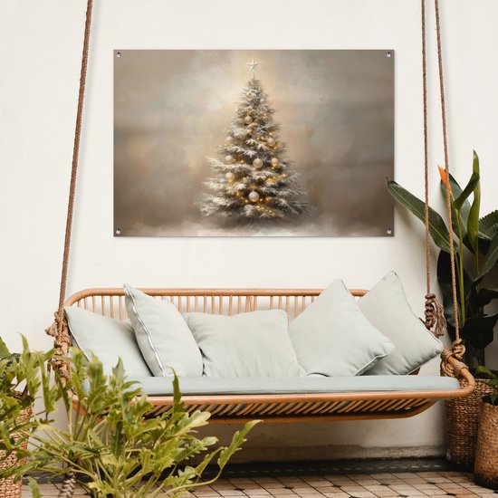 Affiche de jardin 120x80 cm - Décoration de jardin Noël - Sapin de Noël - Neige - Art - Affiche pour le jardin - Décoration extérieure - Tableau de jardin clôture - Décoration murale sur toile de jardin - Décoration murale sur toile de balcon